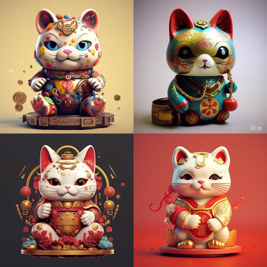 Maneki-neko style, Midjourney V5.1, render 1 of 4