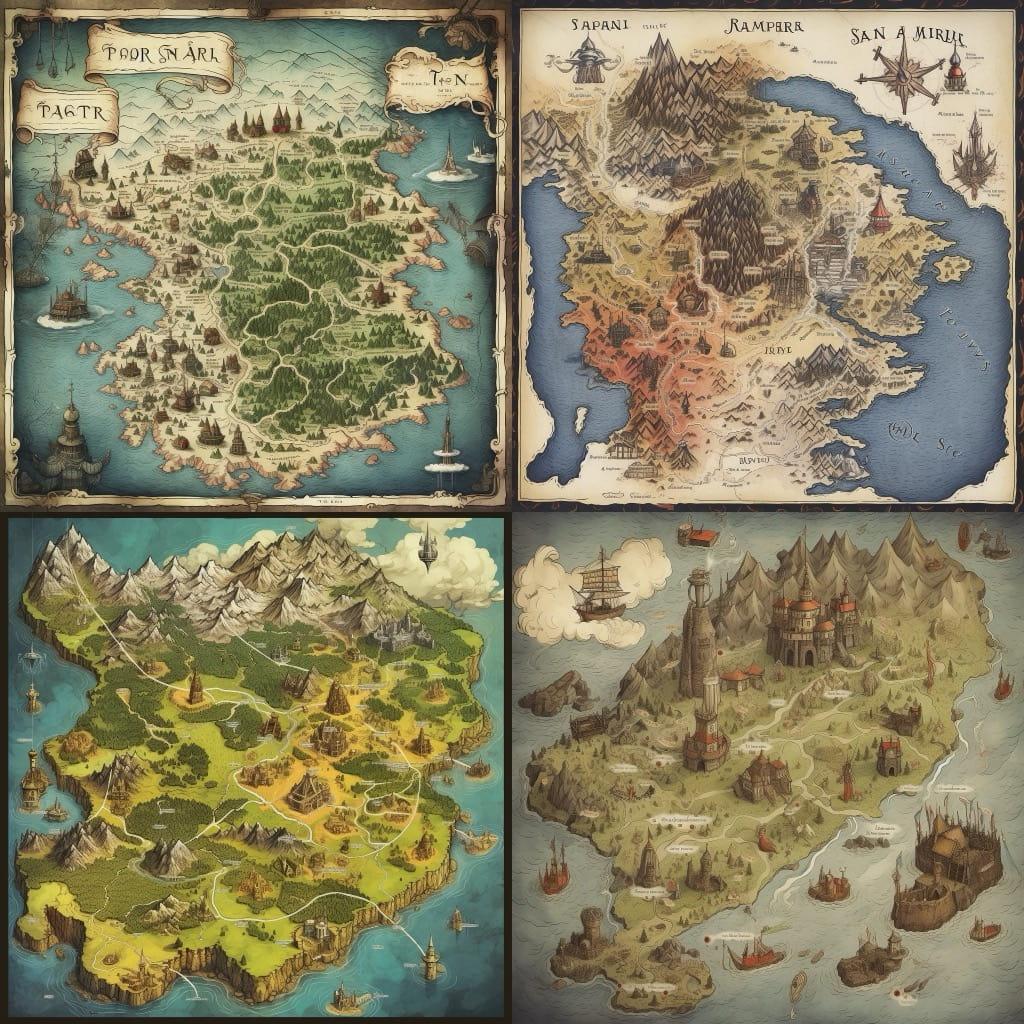 Map style, Midjourney V5.1, render 1 of 4