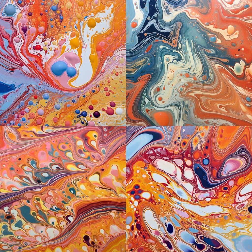 Marbling style, Midjourney V5.1, render 1 of 4