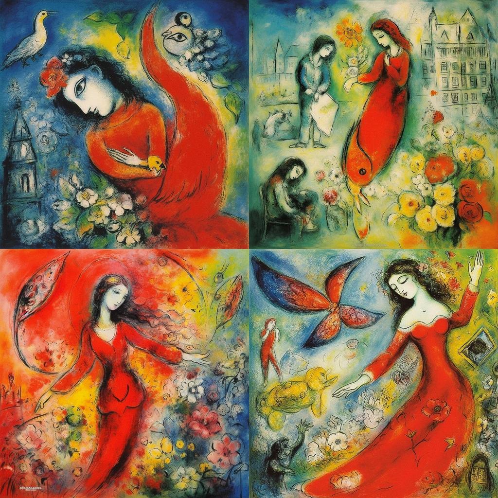 Marc Chagall style, Midjourney V5.1, render 1 of 4