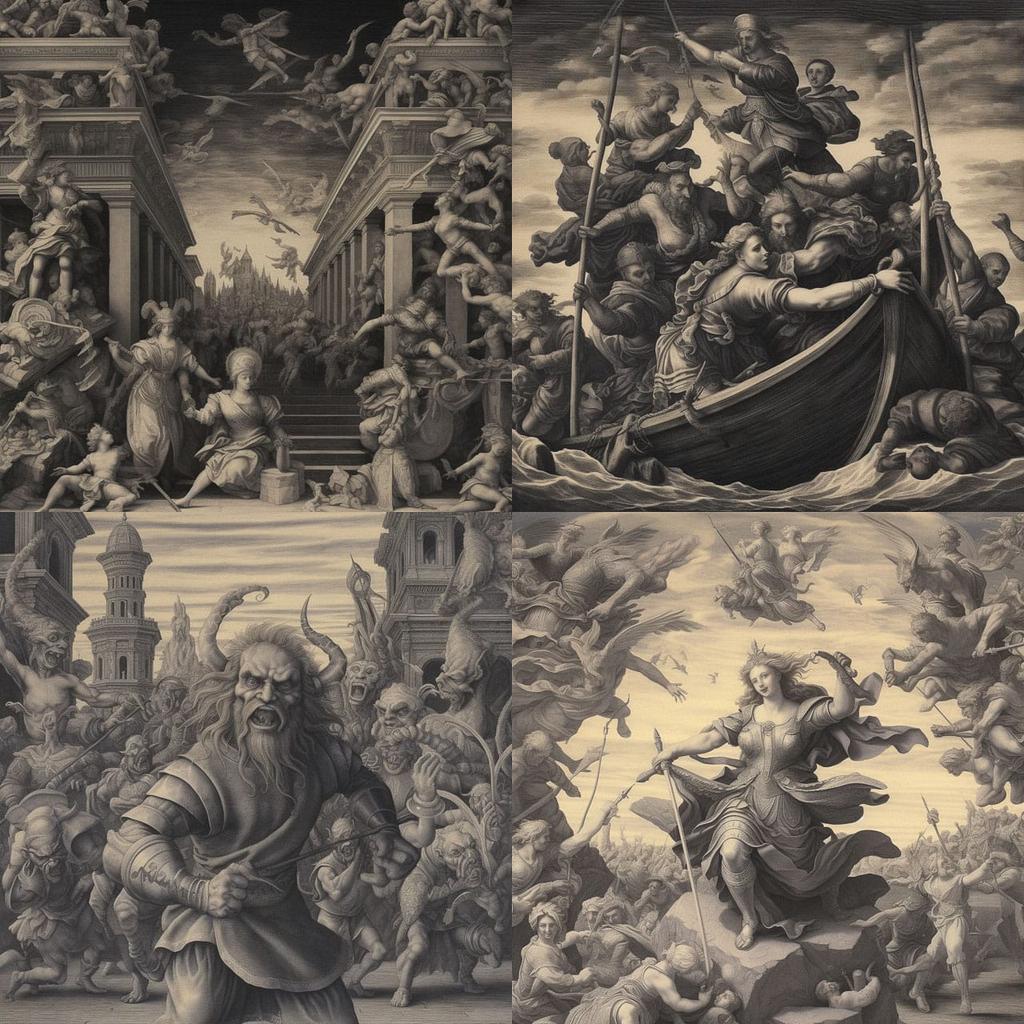 Marcantonio Raimondi style, Midjourney V5.1, render 1 of 4