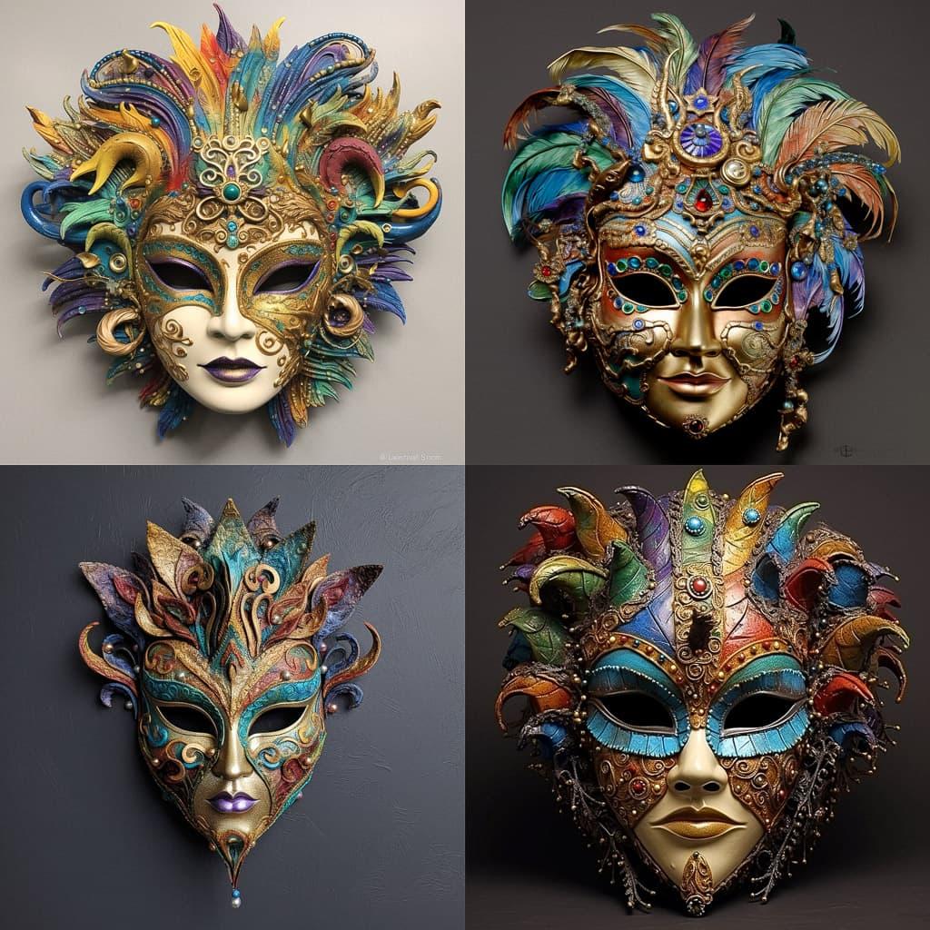 Mardi gras mask style, Midjourney V5.1, render 1 of 4