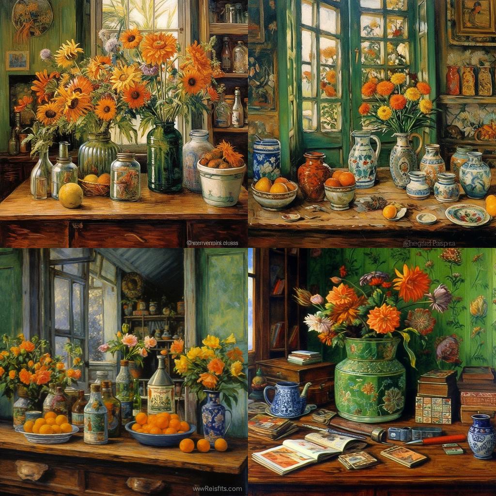 Margaret Olley style, Midjourney V5.1, render 1 of 4