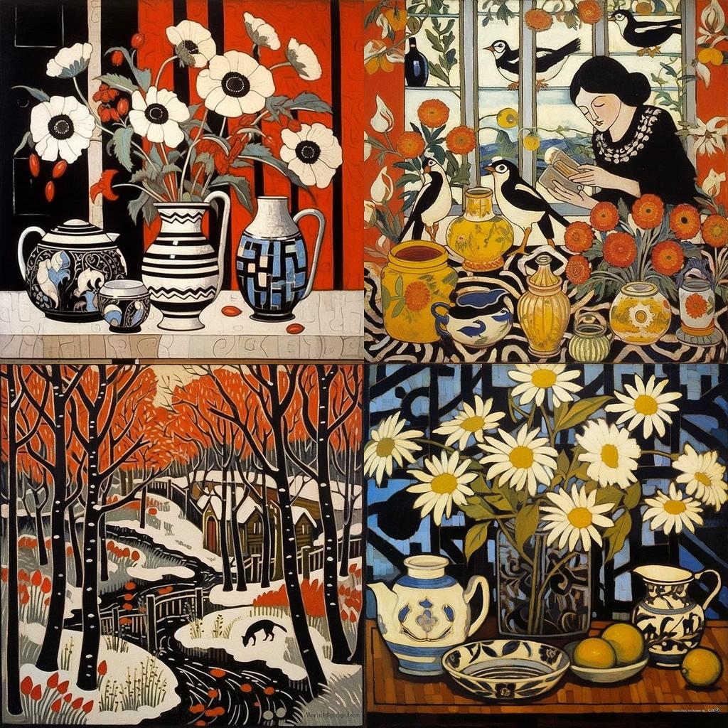 Margaret Preston style, Midjourney V5.1, render 1 of 4