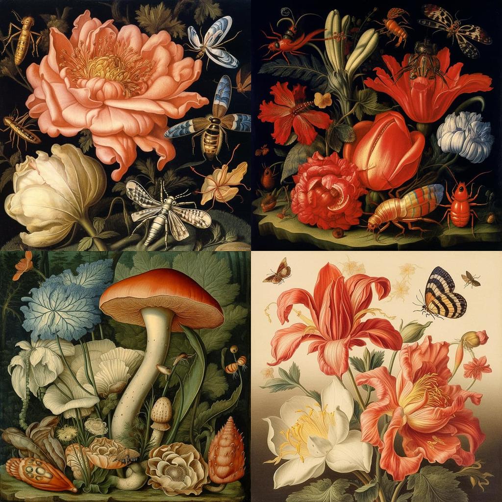 Maria Sibylla Merian style, Midjourney V5.1, render 1 of 4