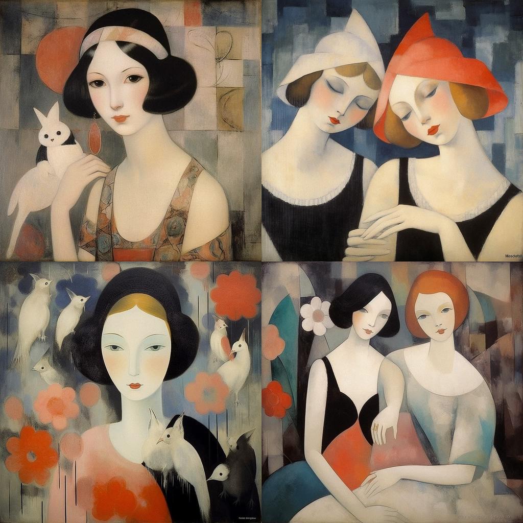 Marie Laurencin style, Midjourney V5.1, render 1 of 4