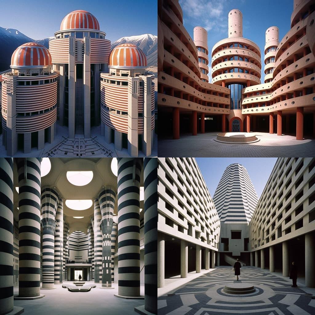 Mario Botta style, Midjourney V5.1, render 1 of 4