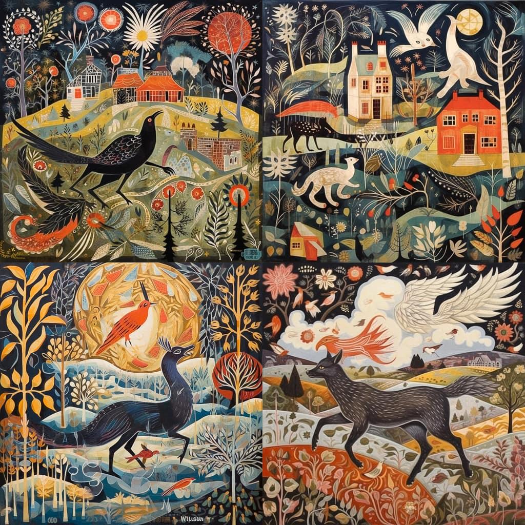 Mark Hearld style, Midjourney V5.1, render 1 of 4