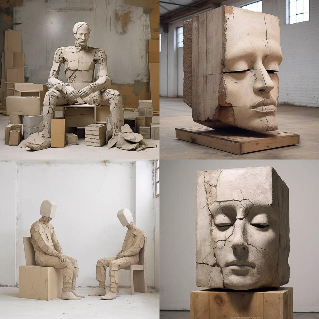 Mark Manders style, Midjourney V5.1, render 1 of 4