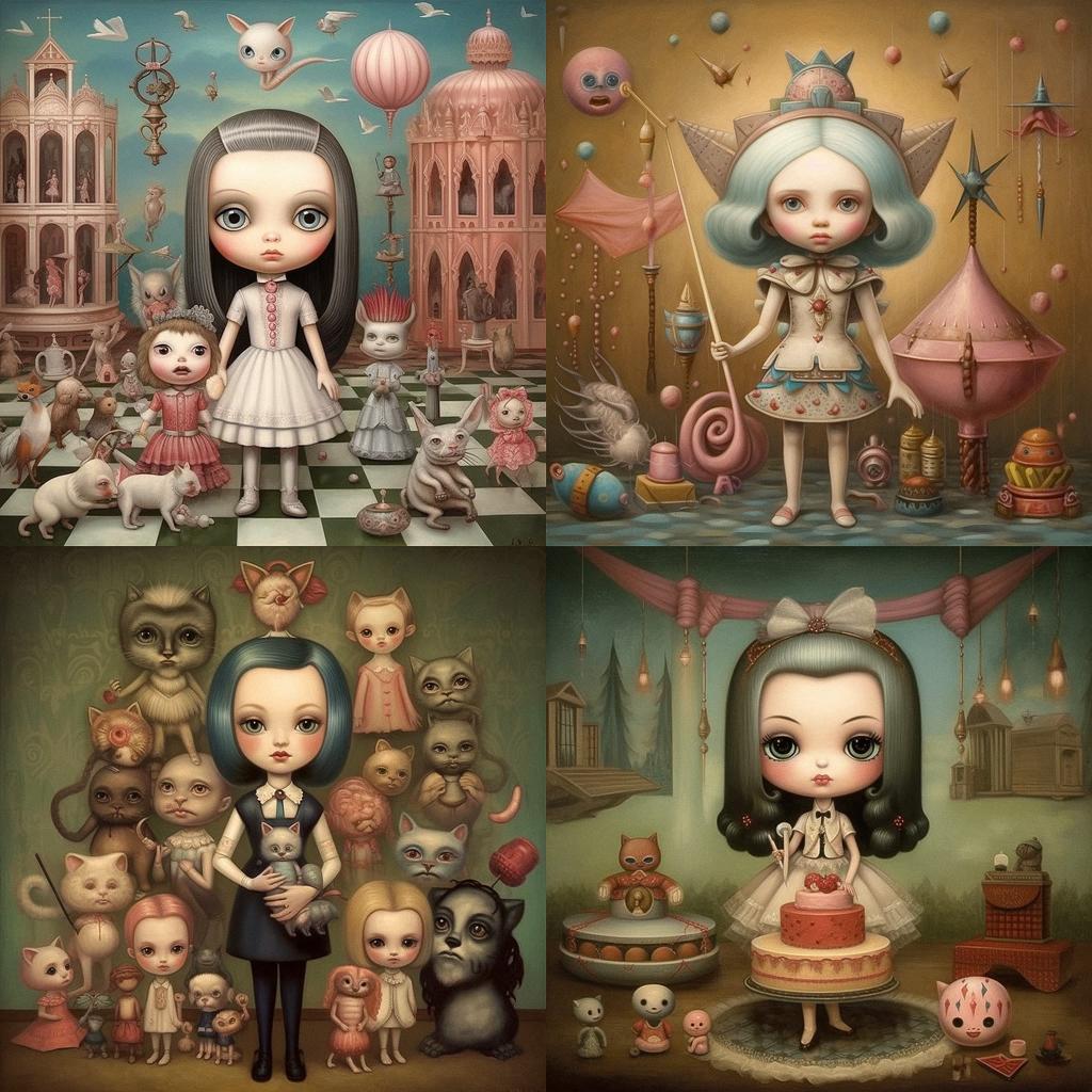 Mark Ryden style, Midjourney V5.1, render 1 of 4