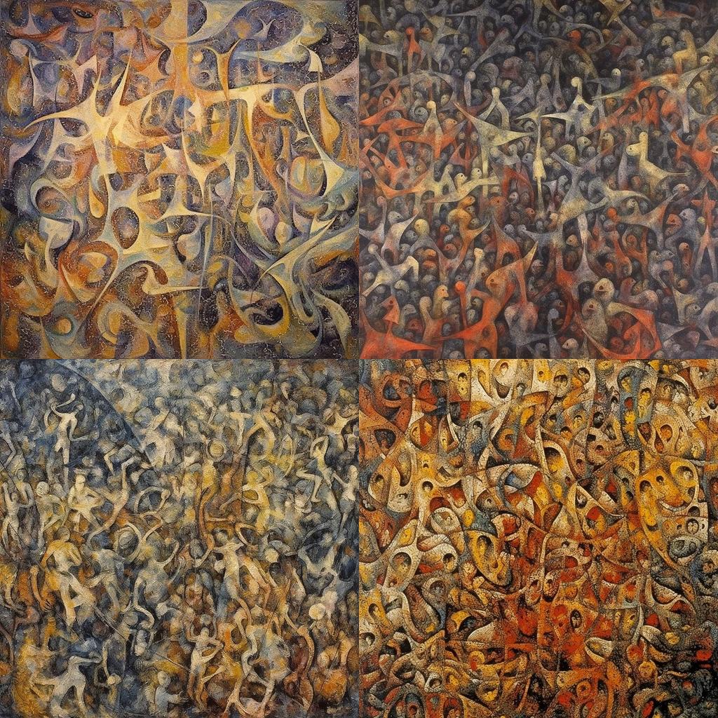 Mark Tobey style, Midjourney V5.1, render 1 of 4