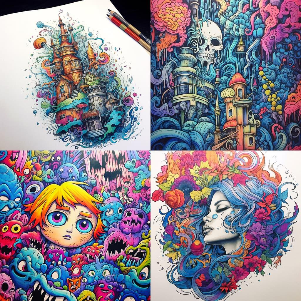 Marker drawing style, Midjourney V5.1, render 1 of 4