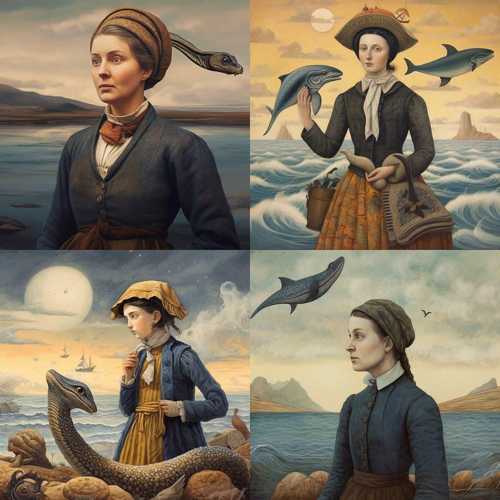 Mary Anning style, Midjourney V5.1, render 1 of 4