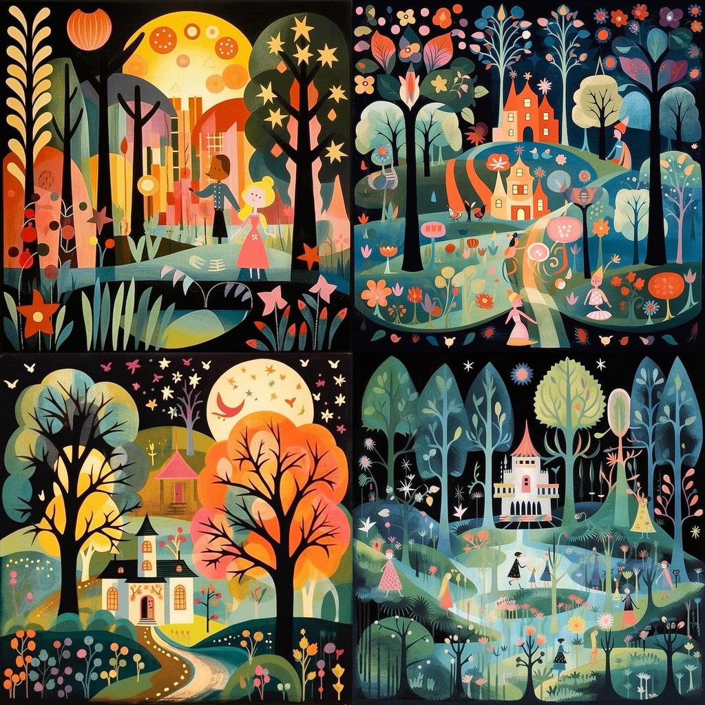 Mary Blair style, Midjourney V5.1, render 1 of 4