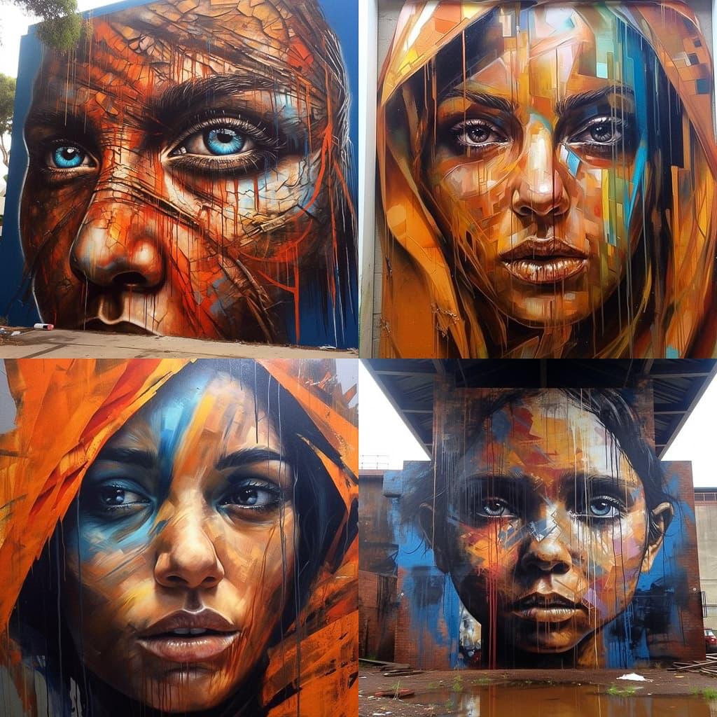 Matt Adnate style, Midjourney V5.1, render 1 of 4