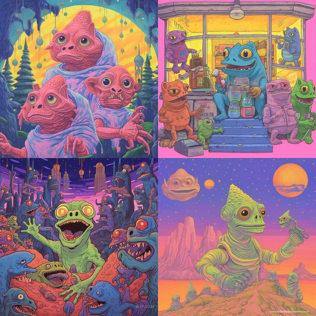 Matt Furie style, Midjourney V5.1, render 1 of 4