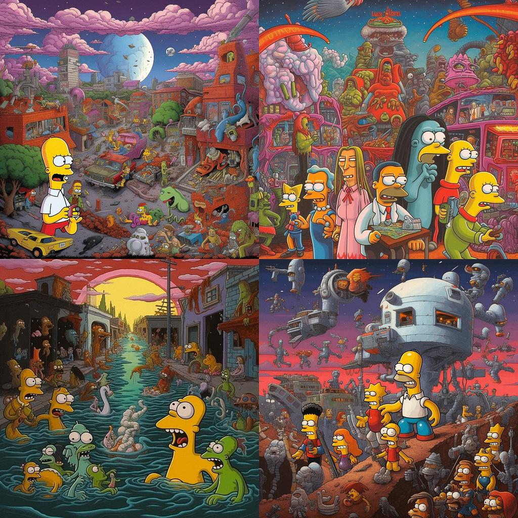 Matt Groening style, Midjourney V5.1, render 1 of 4