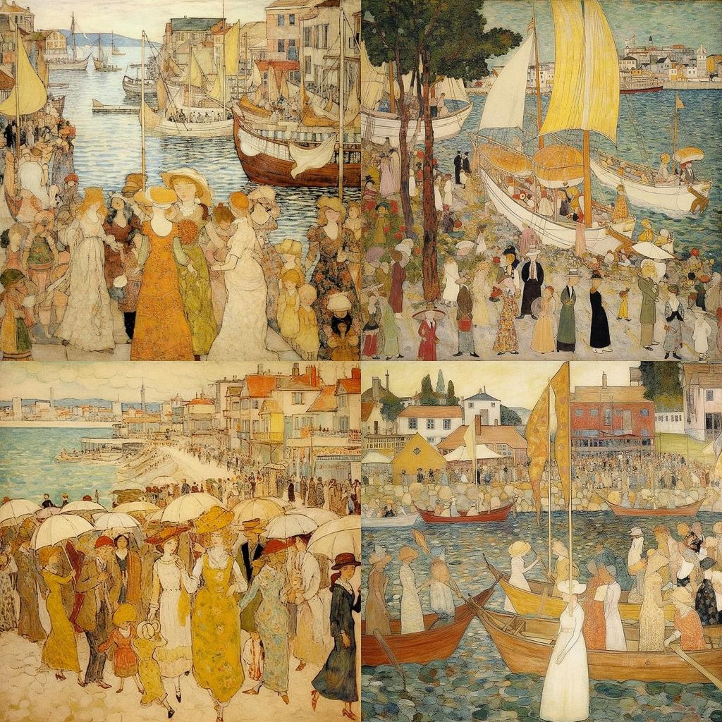 Maurice Prendergast style, Midjourney V5.1, render 1 of 4