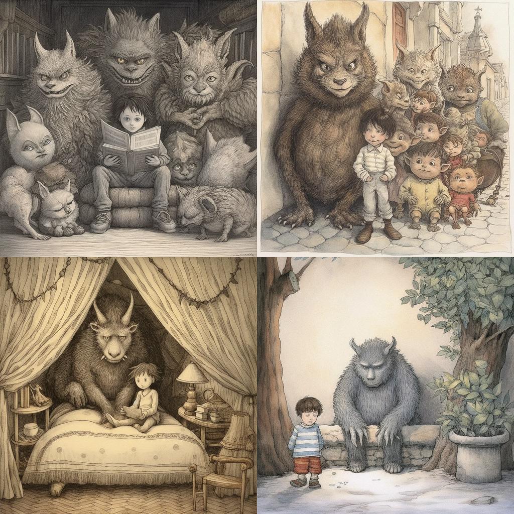 Maurice Sendak style, Midjourney V5.1, render 1 of 4