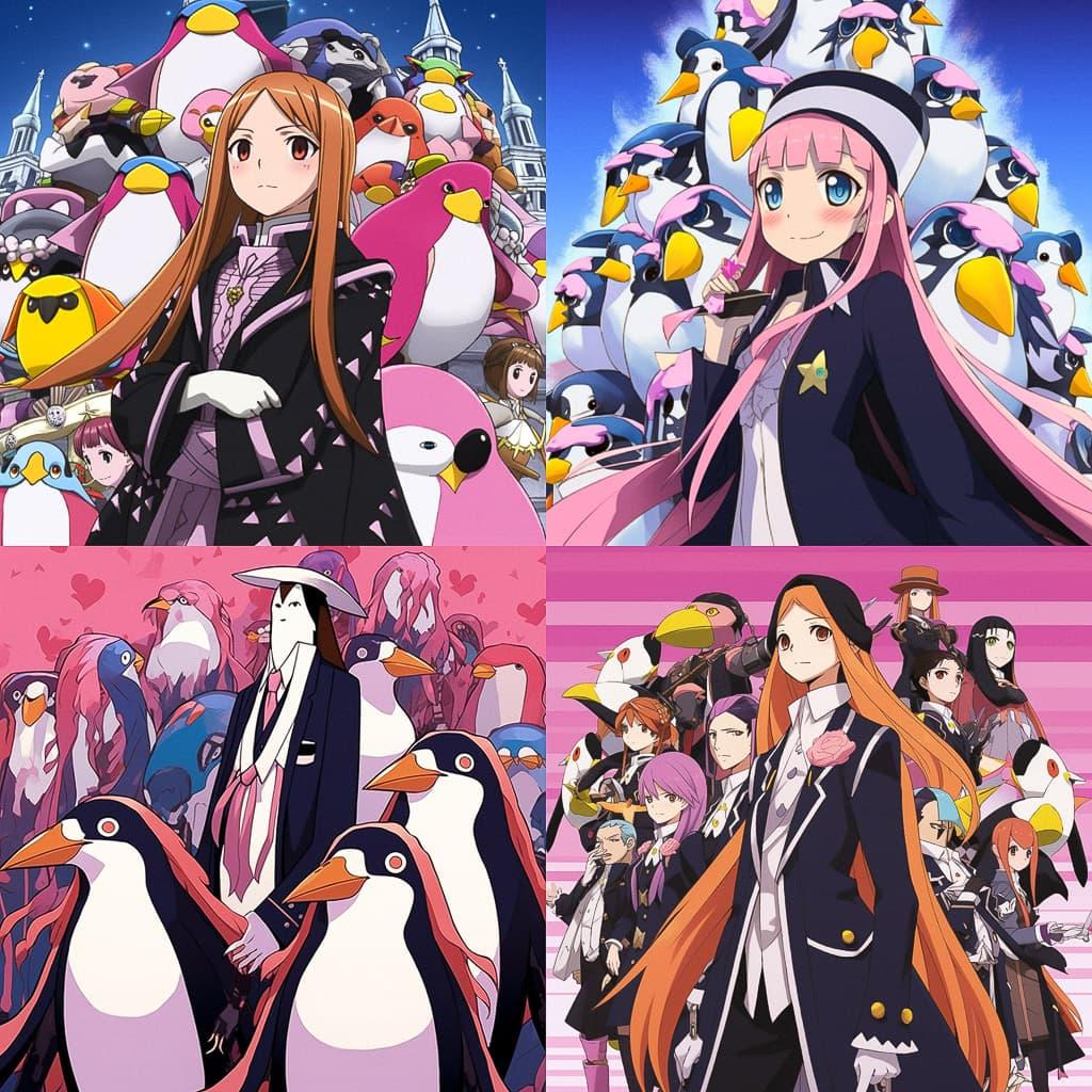 Mawaru Penguindrum style, Midjourney V5.1, render 1 of 4