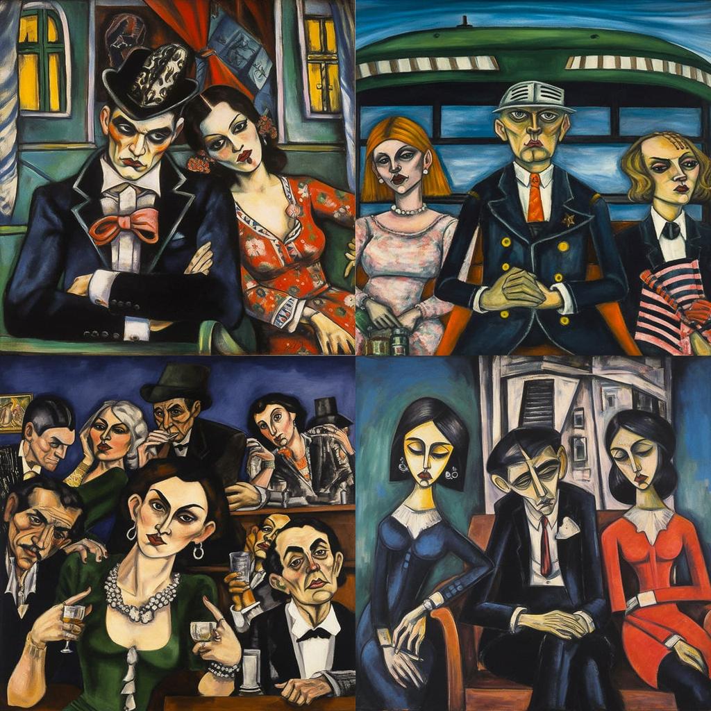 Max Beckmann style, Midjourney V5.1, render 1 of 4