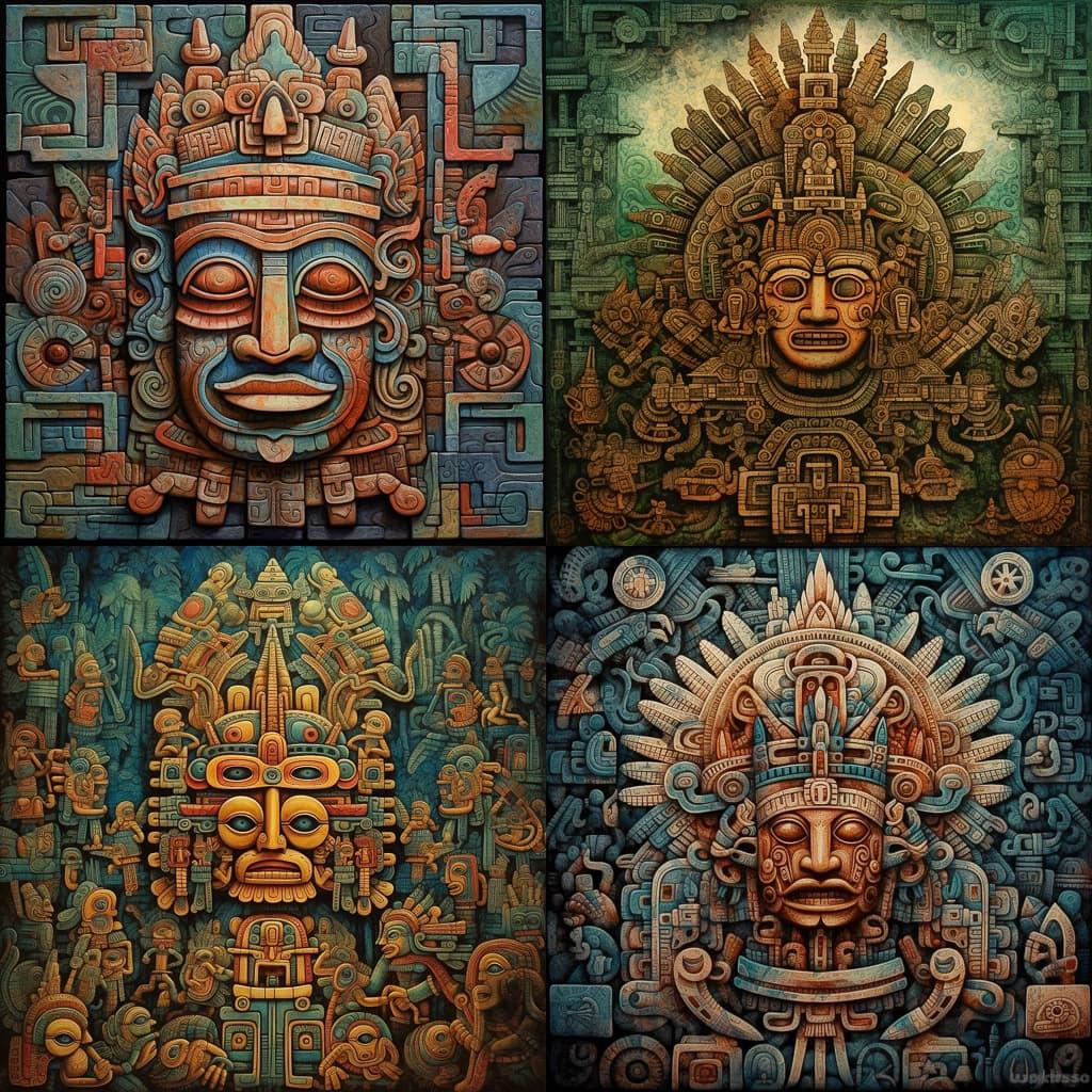 Mayan art style, Midjourney V5.1, render 1 of 4