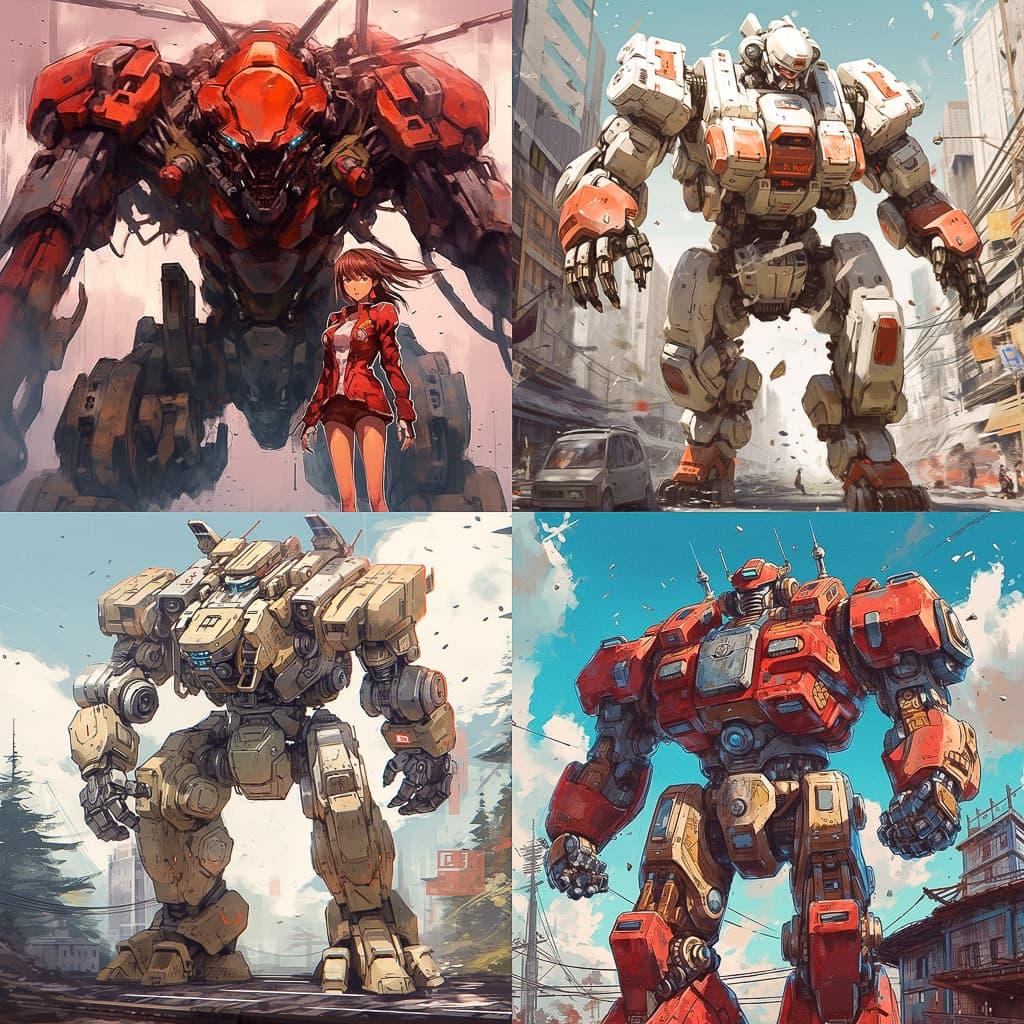 Mecha anime style style, Midjourney V5.1, render 1 of 4