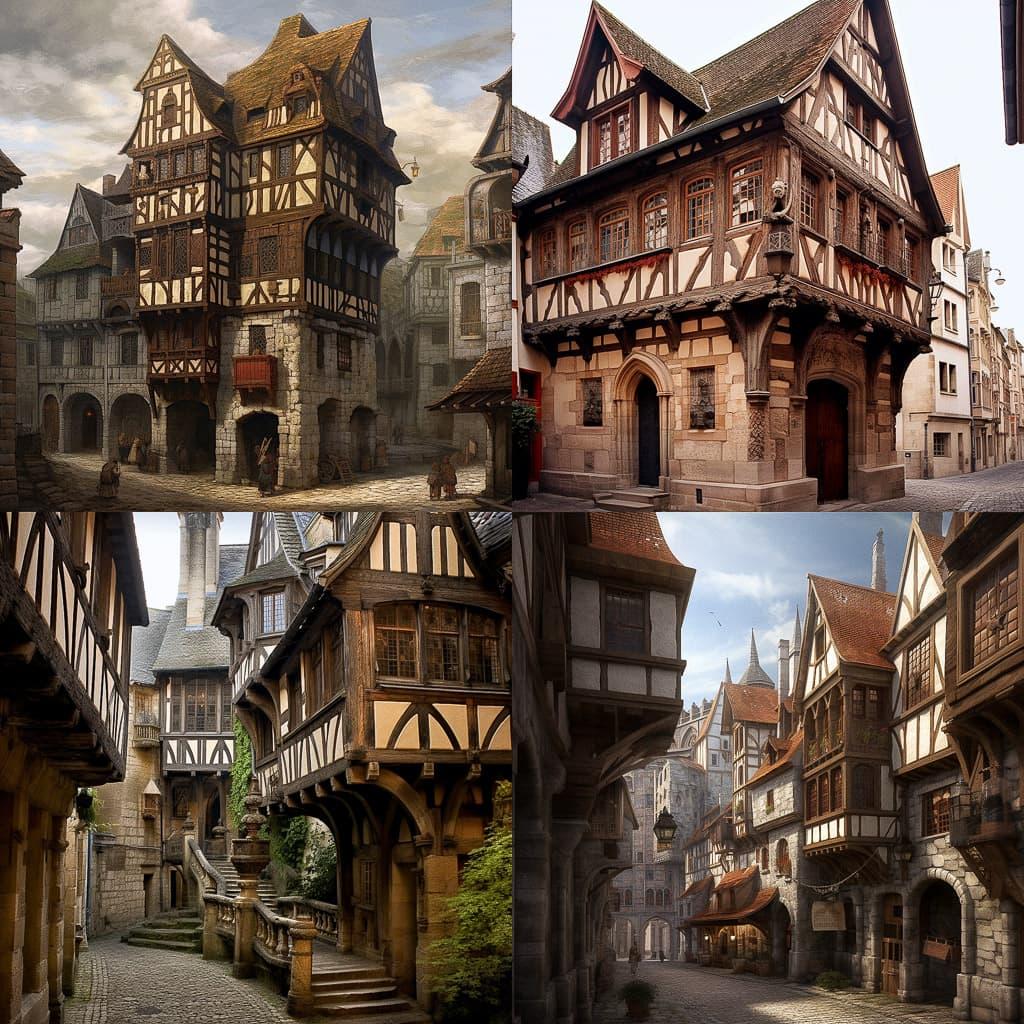 Medieval architecture style, Midjourney V5.1, render 1 of 4