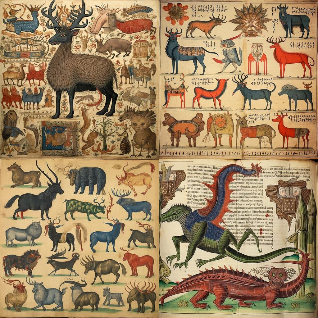 Medieval Bestiary style, Midjourney V5.1, render 1 of 4