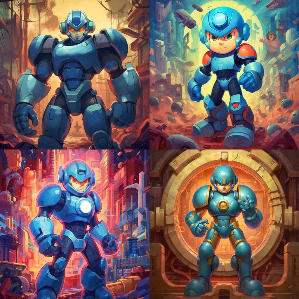 Mega man style, Midjourney V5.1, render 1 of 4