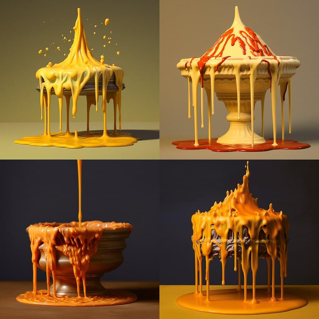 Melting wax style, Midjourney V5.1, render 1 of 4