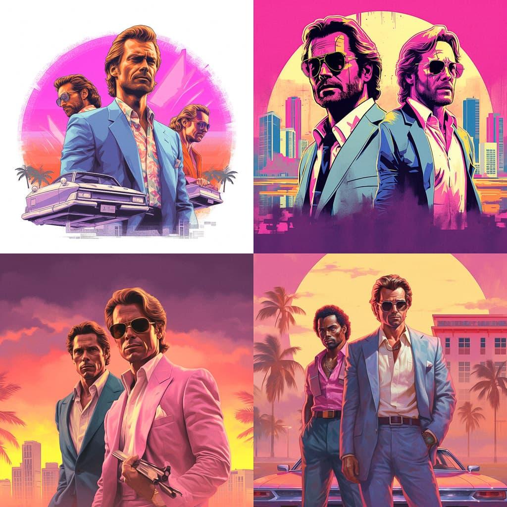 Miami Vice style, Midjourney V5.1, render 1 of 4
