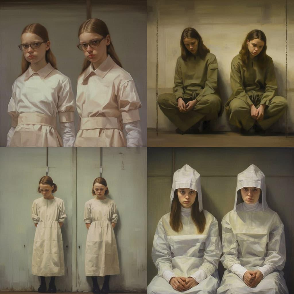 Michael Borremans style, Midjourney V5.1, render 1 of 4