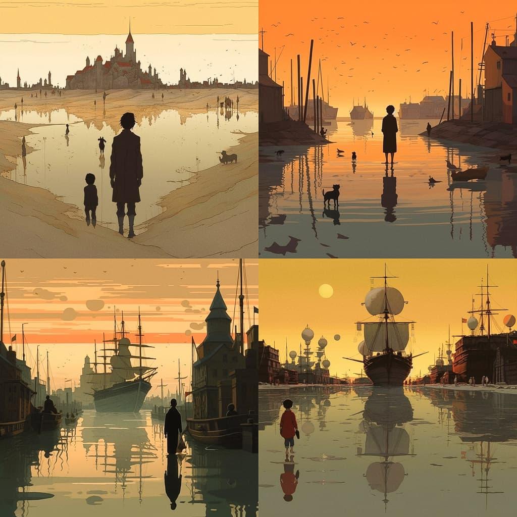 Michael Dudok de Wit style, Midjourney V5.1, render 1 of 4