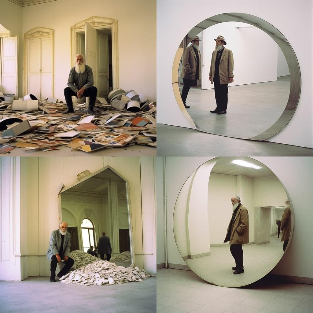 Michelangelo Pistoletto style, Midjourney V5.1, render 1 of 4