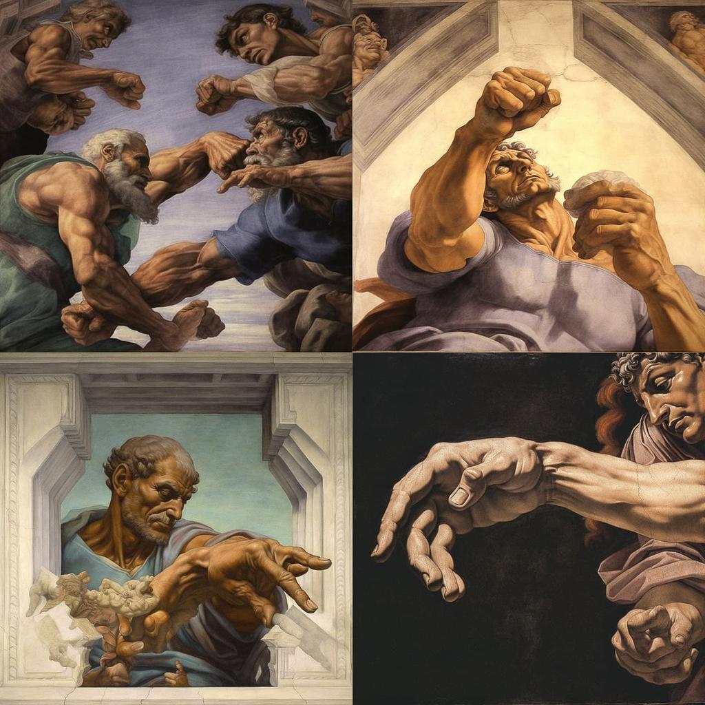 Michelangelo style, Midjourney V5.1, render 1 of 4
