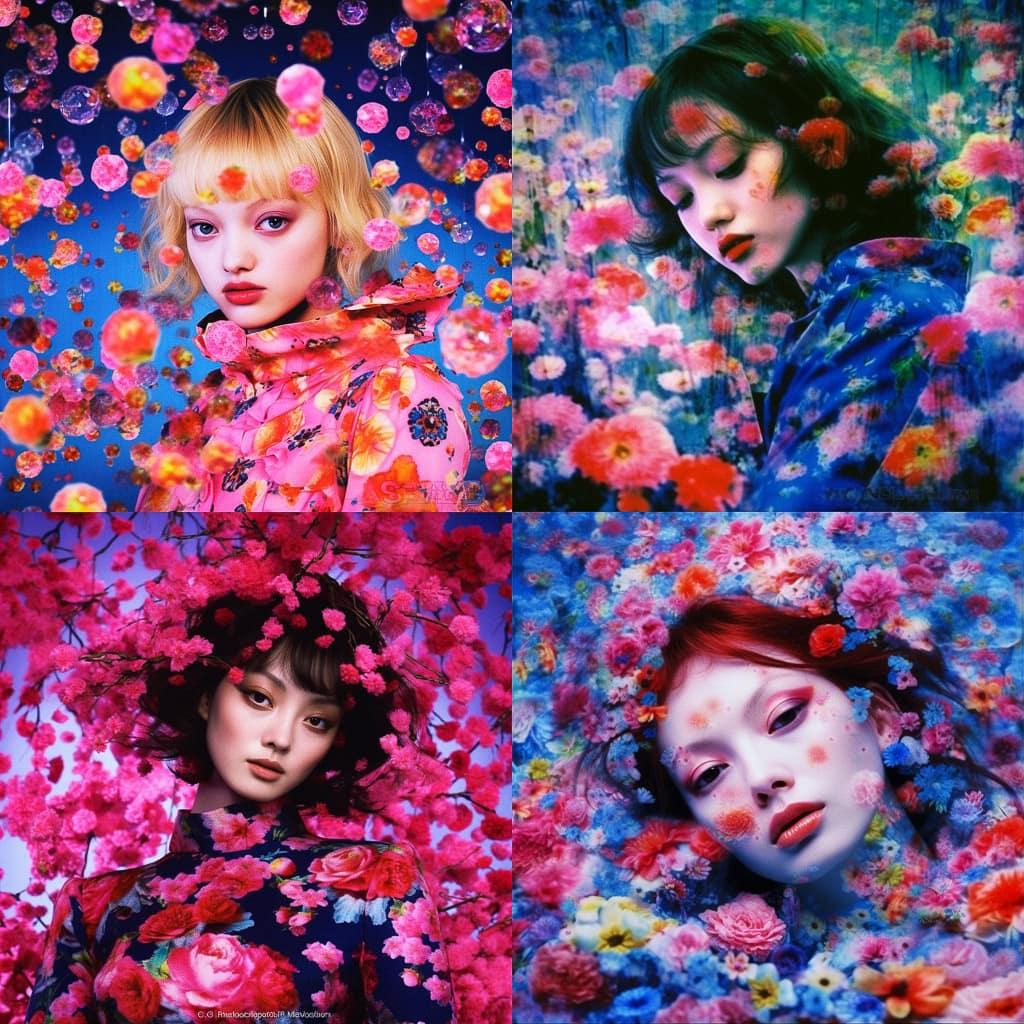 Mika Ninagawa style, Midjourney V5.1, render 1 of 4