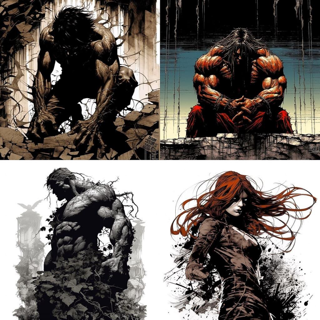 Mike Deodato style, Midjourney V5.1, render 1 of 4