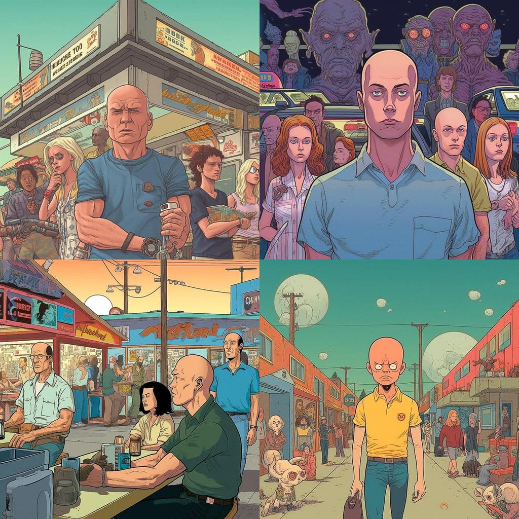 Mike Judge style, Midjourney V5.1, render 1 of 4