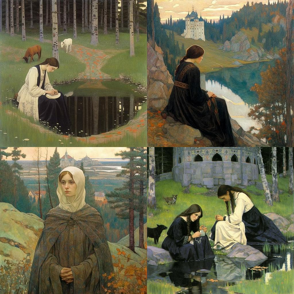 Mikhail Nesterov style, Midjourney V5.1, render 1 of 4