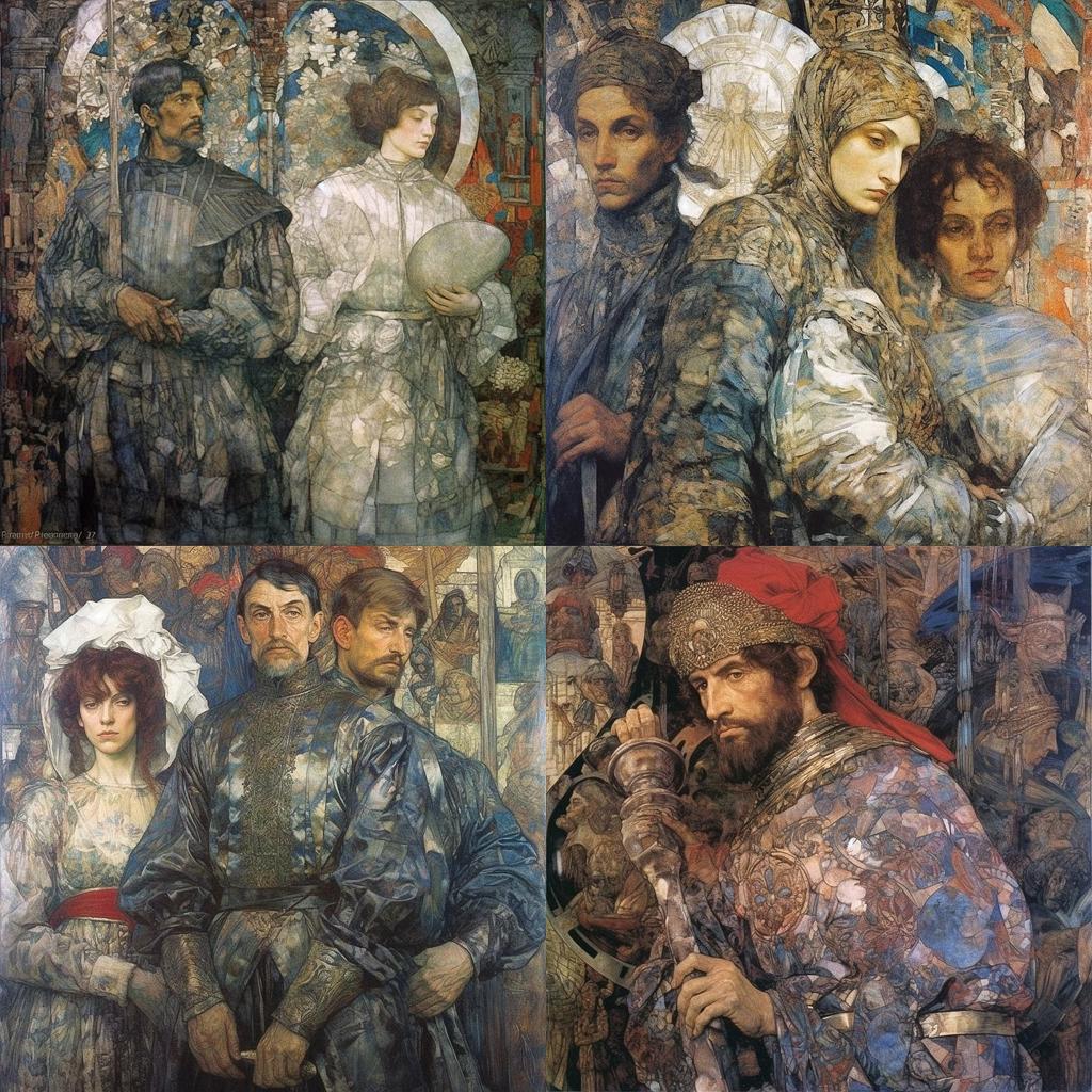 Mikhail Vrubel style, Midjourney V5.1, render 1 of 4