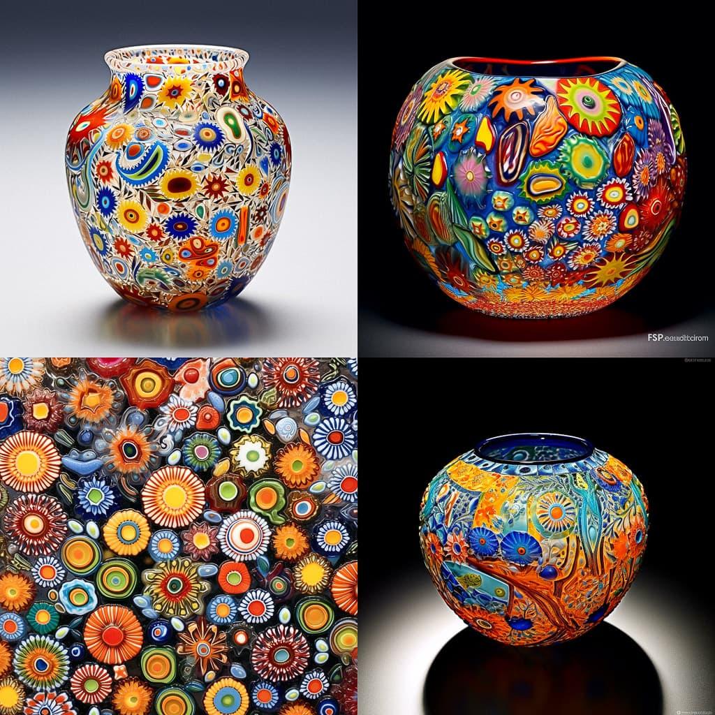 Millefiori glass style, Midjourney V5.1, render 1 of 4