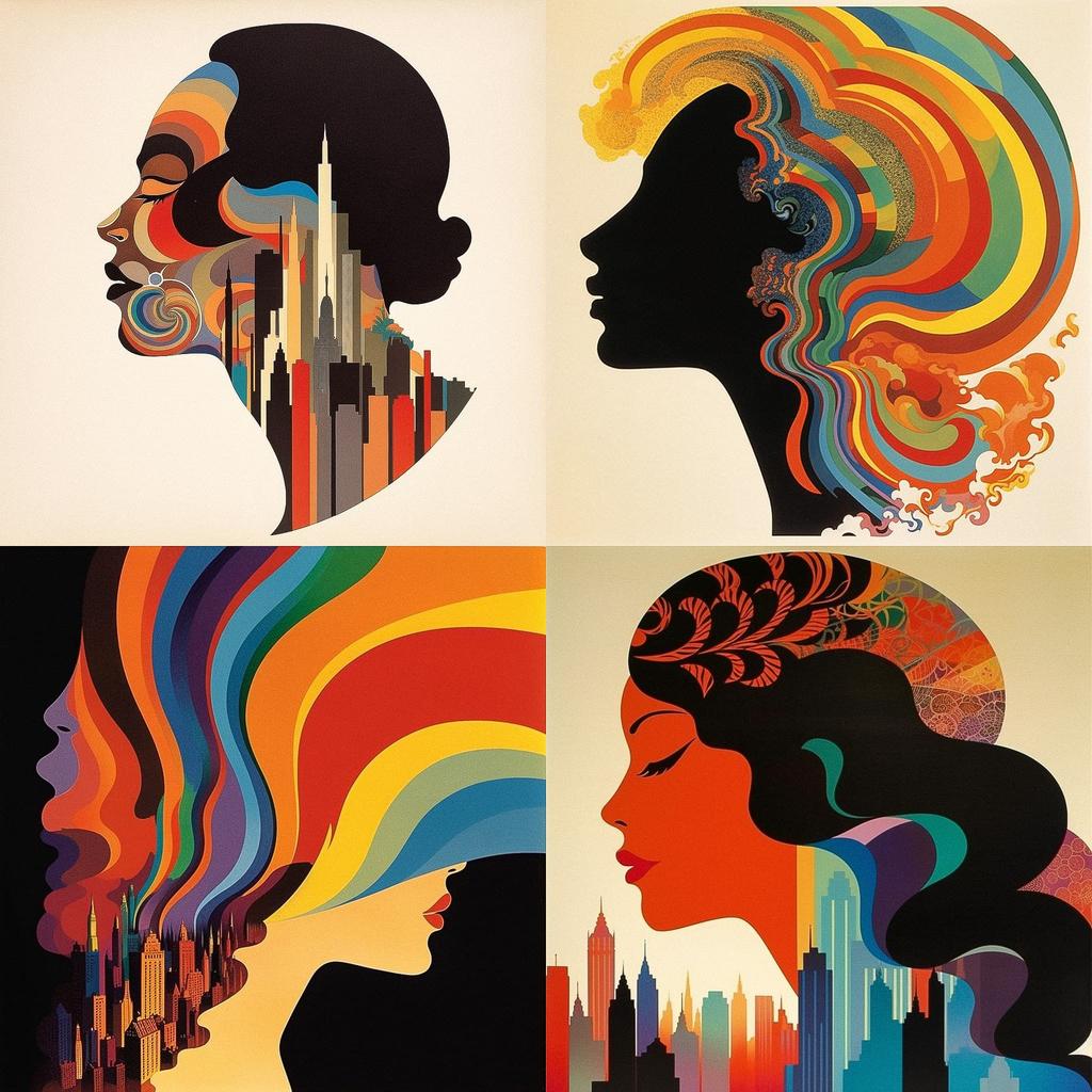 Milton Glaser style, Midjourney V5.1, render 1 of 4