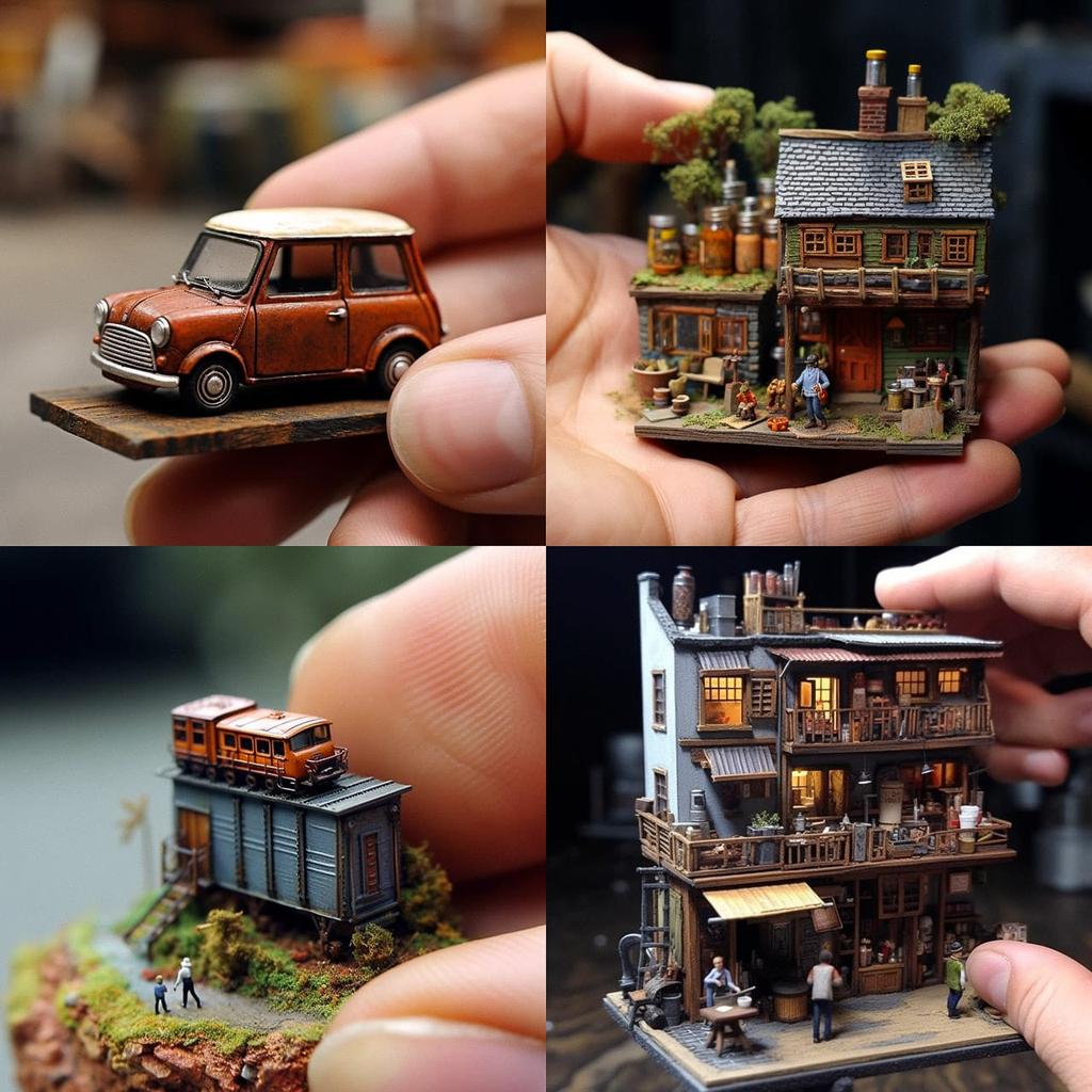 Miniature scale style, Midjourney V5.1, render 1 of 4