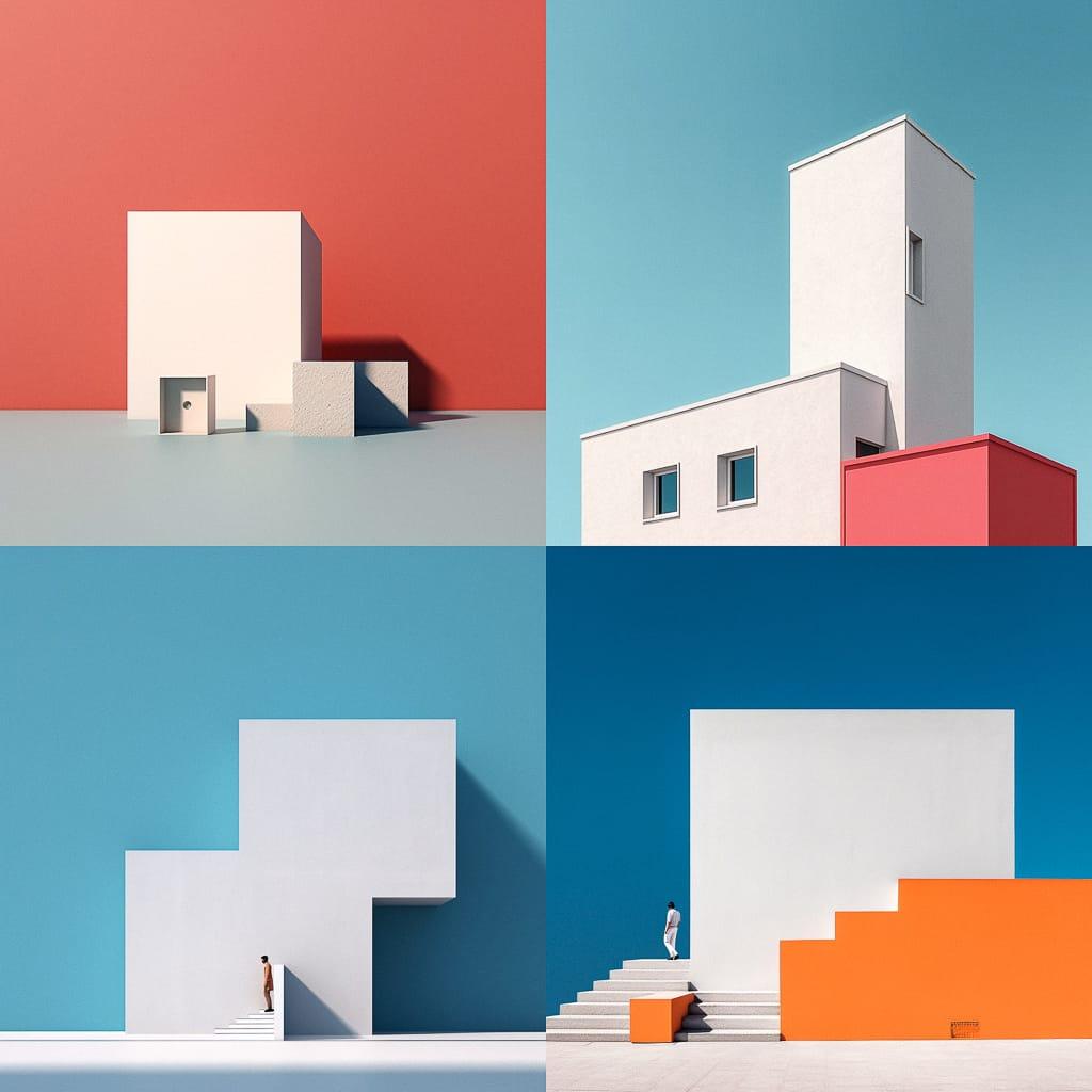 Minimalist composition style, Midjourney V5.1, render 1 of 4