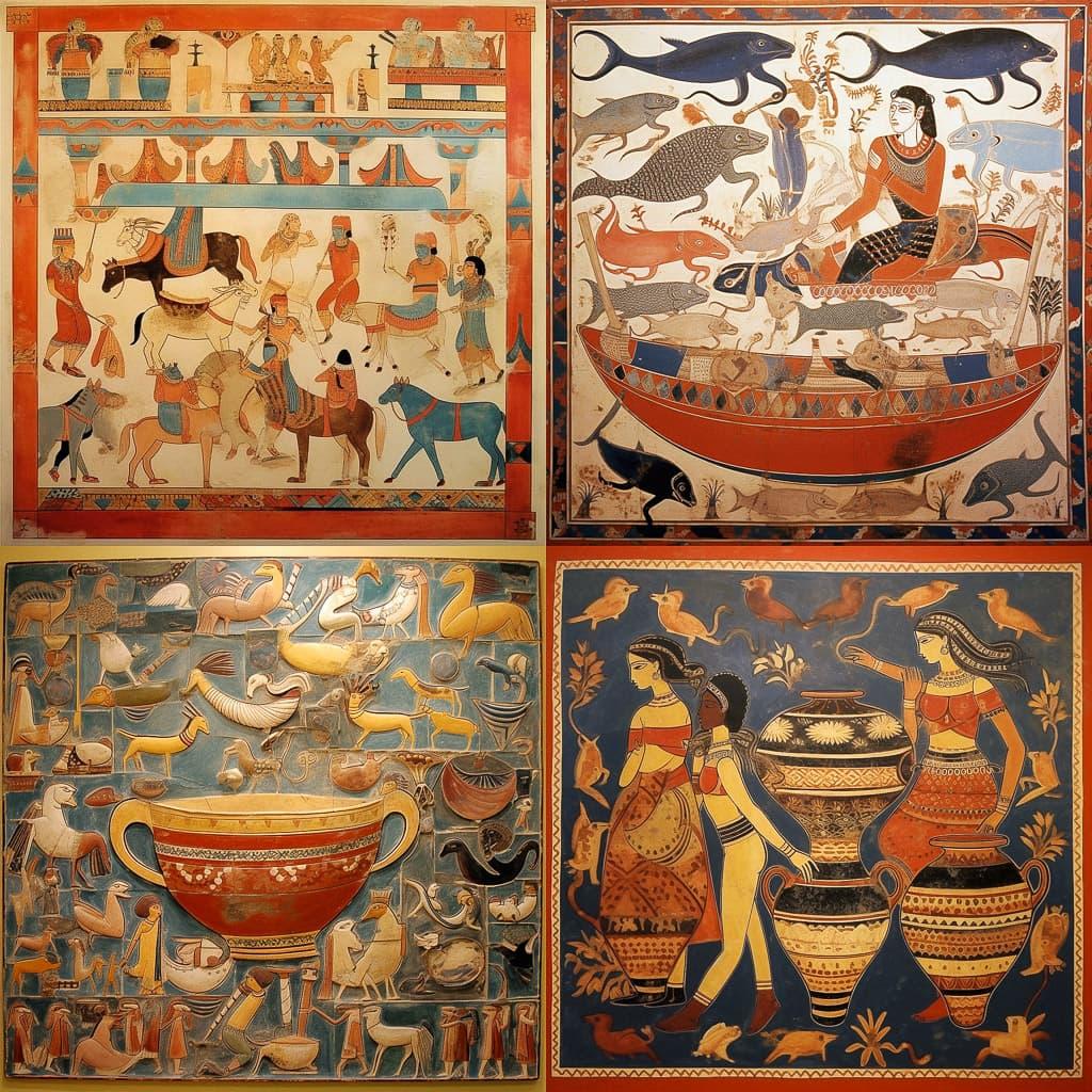 Minoan art style, Midjourney V5.1, render 1 of 4