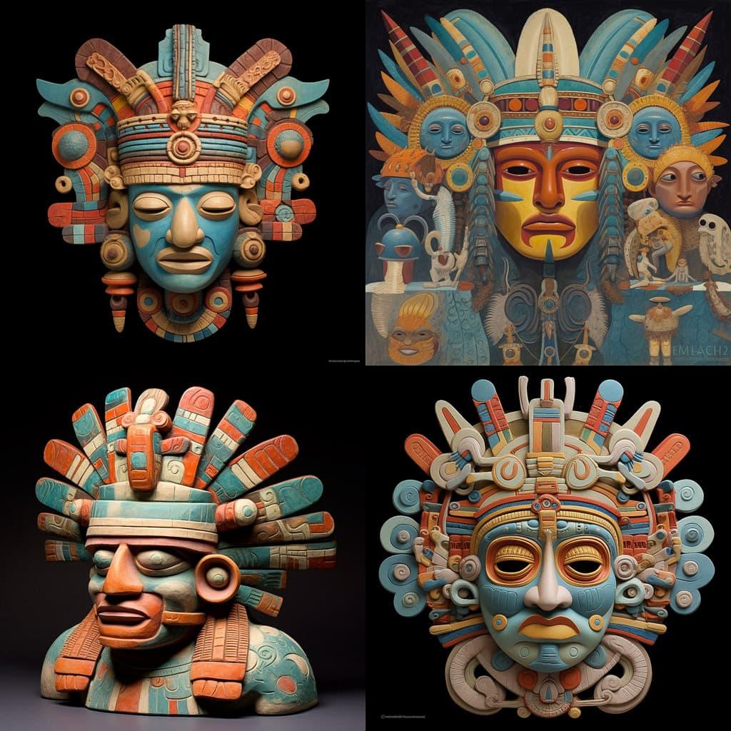 Moche art style, Midjourney V5.1, render 1 of 4