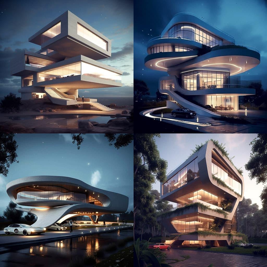 Modern architecture style, Midjourney V5.1, render 1 of 4