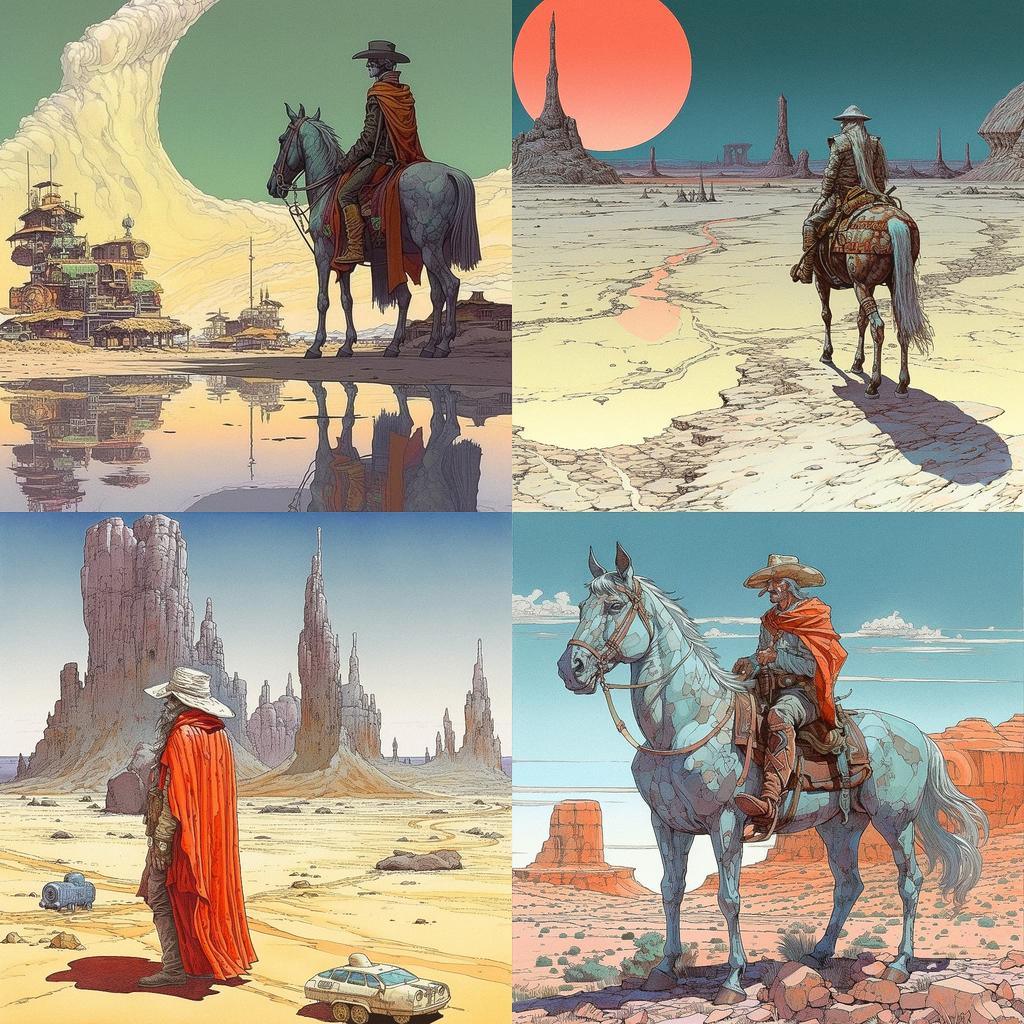 Moebius style, Midjourney V5.1, render 1 of 4