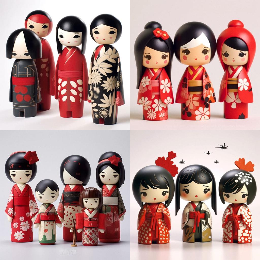 Momiji Message Dolls style, Midjourney V5.1, render 1 of 4